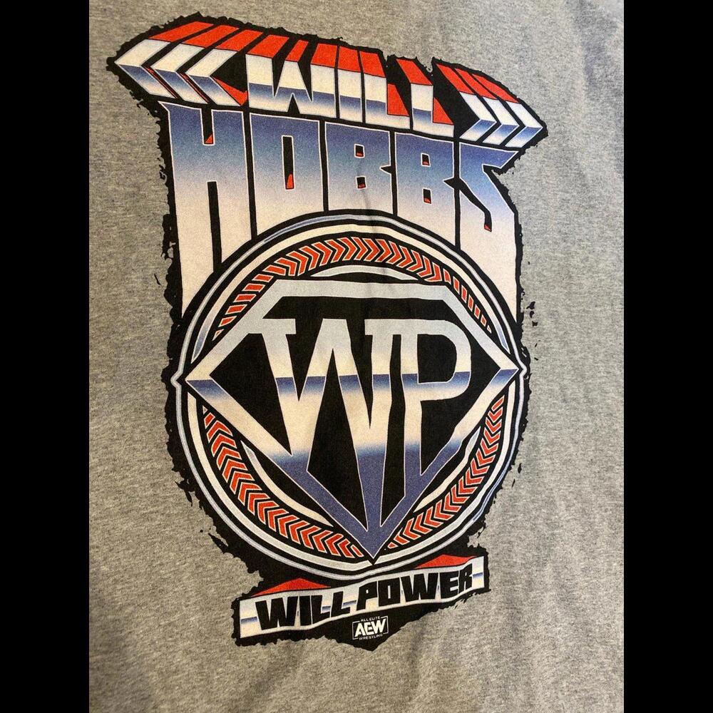 Aew wrestling will hobbs wp will power large mens t-shirt